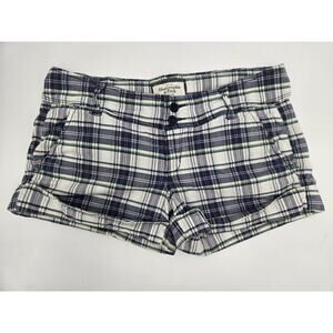 Vintage Abercrombie Fitch Plaid Shorts Womens 4 Blue Y2K Low Rise Shortie
